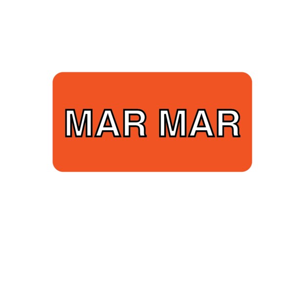Label, Monthly Tab March 3/4" x 1-1/2" White w/Orange & Black Reverse